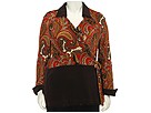 Vikki Vi Apparel - Plus Size Long Sleeve Wrap Tie V Neck Top (Red/Brown) - Apparel