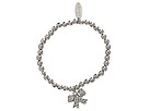 Accessories & Beyond - Pebble Rhinestone Charm Stretch Bracelet (Silver Bow) - Jewelry