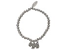Accessories & Beyond - Pebble Rhinestone Charm Stretch Bracelet (Silver Dog) - Jewelry