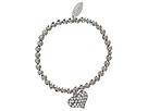 Accessories & Beyond - Pebble Rhinestone Charm Stretch Bracelet (Silver Heart) - Jewelry