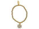 Accessories & Beyond - Pebble Rhinestone Charm Stretch Bracelet (Gold Cross)