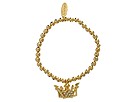 Accessories & Beyond - Pebble Rhinestone Charm Stretch Bracelet (Gold Crown)