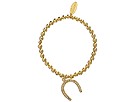 Accessories & Beyond - Pebble Rhinestone Charm Stretch Bracelet (Gold Horseshoe)