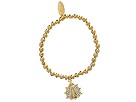 Accessories & Beyond - Pebble Rhinestone Charm Stretch Bracelet (Gold Ladybug)