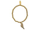 Accessories & Beyond - Pebble Rhinestone Charm Stretch Bracelet (Gold Wing)