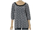 Allen Allen - Indian Fan Print Double Layer Tunic (Charcoal)