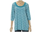 Allen Allen - Indian Fan Print Double Layer Tunic (Teal)