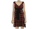 Betsey Johnson - Plaid Chiffon Ruffled Wrap Dress (Crimson) - Apparel
