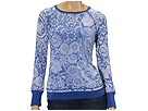 Allen Allen - Henna Print Burnout Double-Layer Baseball Tee (Blue Denim)