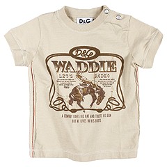 DG Dolce Gabbana Junior Cowboy Collection Tee Infant Beige Apparel