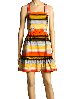French Connection - Broadwalk Stripe Dress (Gold Crush/Linen) - Apparel