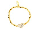 Accessories & Beyond - Pebble Rhinestone Heart Charm (Gold) - Jewelry