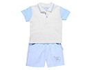le top Tug Along Puppy Placket Shirt Seersucker Shorts Infant BlueWhite Apparel