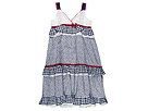 Red Sound - Academy Girl Gingham Tier Sundress (Toddler/Little Kids/Big Kids) (Navy/White/Red) - Apparel