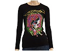 Ed Hardy - Beautiful Ghost L/S Blasic Glow Tee (Black) - Apparel
