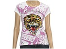 Ed Hardy - Tiger Foiled Platinum Tee (White) - Apparel