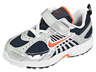 Nike Kids - Dart 7 Wide (Infant/Toddler) (Obsidian/Orange Blaze/Metallic SIlver/Metallic Silver) - Footwear