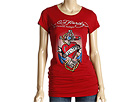Ed Hardy - True Anchor Heart Platinum Tee (Red) - Apparel