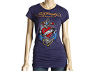 Ed Hardy - True Anchor Heart Platinum Tee (Navy) - Apparel