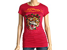 Ed Hardy - New Tiger Roses Platinum Tee (Fuschia) - Apparel