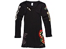 Ed Hardy Kids - L/S Tee W/Tattoo Sleeve (Toddler/Little Kids/Big Kids) (Black) - Apparel