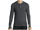 7 For All Mankind - Yarn Dye Stripe Rib Long Sleeve Henley (Steel Grey)