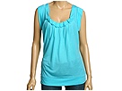 MICHAEL Michael Kors - Cap SL Pleat NK Top (Turquoise) - Apparel