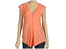 Free People Clothing Free People - Pleated Short Sleeve Tee (Coral Heather) - Apparel