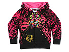 Ed Hardy Kids - Hoodie W/Crystals (Toddler/Little Kids) (Black/Pink) - Apparel