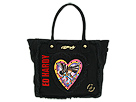 Ed Hardy - Frayed Patch Francie Zip Top Tote (Black) - Bags and Luggage