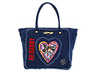 Ed Hardy - Frayed Patch Francie Zip Top Tote (Navy) - Bags and Luggage