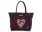 Ed Hardy - Frayed Patch Francie Zip Top Tote (Purple) - Bags and Luggage