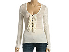 Free People - Pointelle Ruffle Sweater (Antique) - Apparel