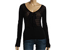 Free People - Pointelle Ruffle Sweater (Black) - Apparel