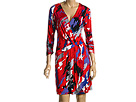 BCBG Max Azria - Long Sleeved Matte Jersey Print Dress (Poppy) - Apparel