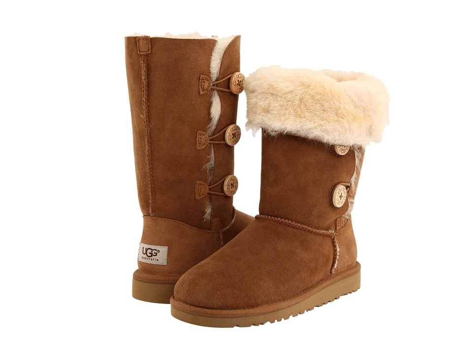 UGG Kids Bailey Button Triplet (Little Kid/Big Kid) (Chestnut) Girls Shoes