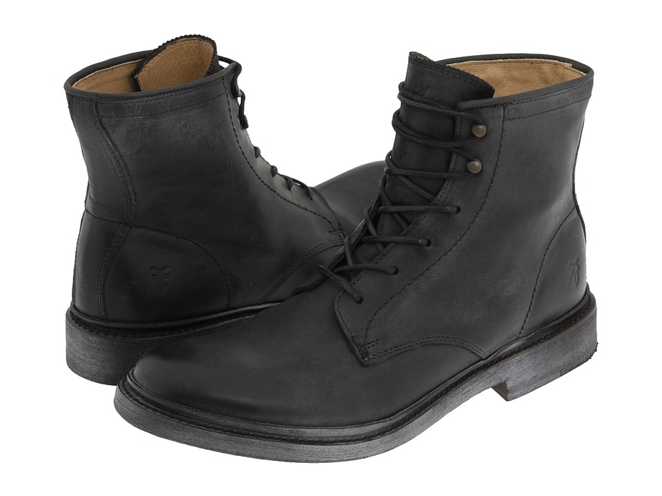 Frye James Lace Up (Black Leather) Men