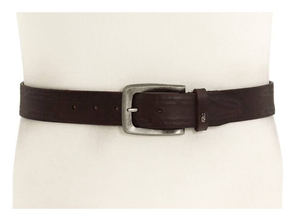 John Varvatos 38mm Strap with Leather Covered Hand Stitch (Brown Leather/Nickel) Men