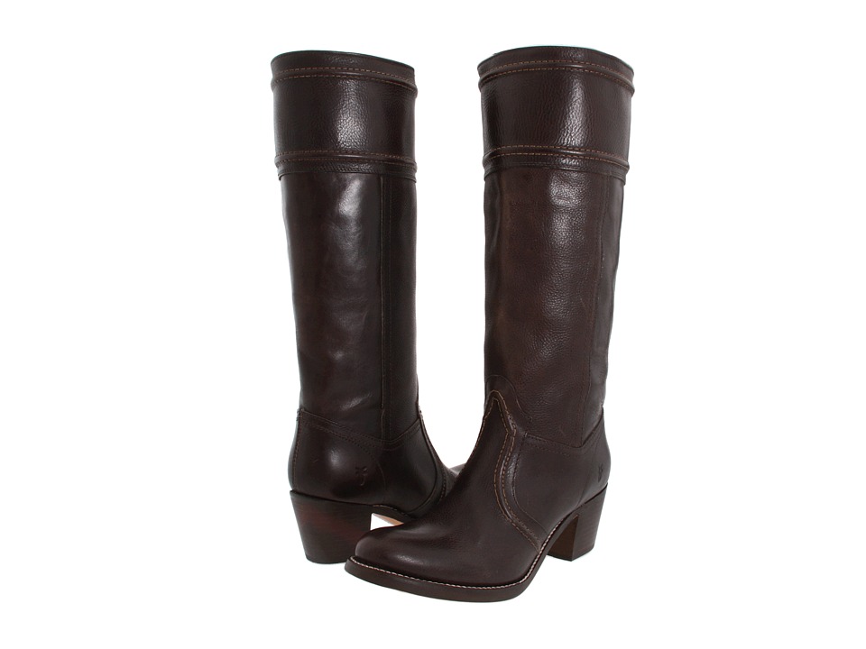 Frye Jane 14L Stitch (Dark Brown Antique Full Grain Leather) Cowboy Boots