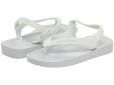 white baby flip flops