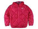The North Face Kids - Girls Reversible Down Moondoggy Jacket (Little Kids/Big Kids) (Fusion Pink/Ruffle Pink Plaid)