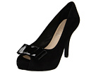 Rockport - Sasha Flat Bow Peep Toe (Black Suede/Patent Bow)