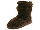 MUK LUKS - Cable Knit Scrunch Sherpa Bootie (Brown Cable)