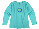 Life is good Kids - Girls Crusher L/S (Little Kids/Big Kids) (Aqua Blue)