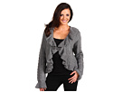AK Anne Klein Petite - Petite L/S Front Ruffle Cardigan (Stone Grey Heather)