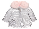 Kate Mack - French Accent Poly Jacket w/ Fur Collar (Little Kids) (Silver)