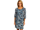 Max and Cleo - Printed Draped Front Dress (Gem Blue)