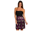 Max and Cleo - Strapless Print and Satin Twofer Dress (Wine)