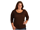 Jones New York Sport Plus - Plus Size 3/4 Sleeve Scoop Neck w/ Beads (Spiced Chocolate)