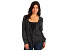 DKNY Jeans Petite - Petite Ruffle Ladder Cardi (Charcoal Heather)